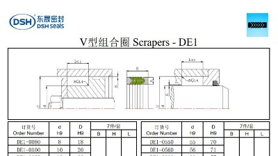 V型组合圈DE2规格尺寸表