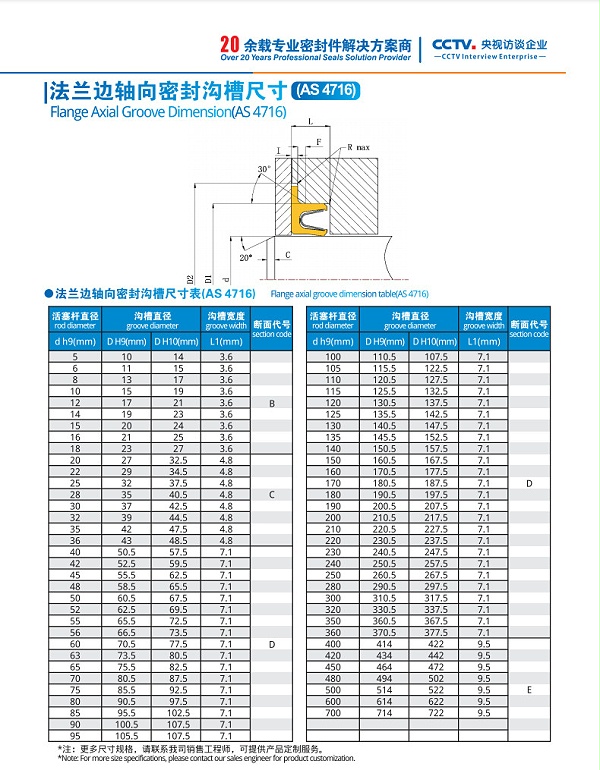 轴向密封沟槽尺寸