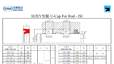 孔用Y型密封圈ISI规格尺寸表