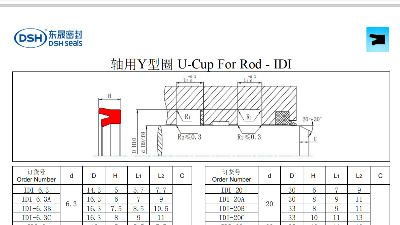 孔用Y型密封圈ODI规格尺寸表