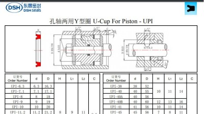 孔轴两用Y型圈UPI规格尺寸表