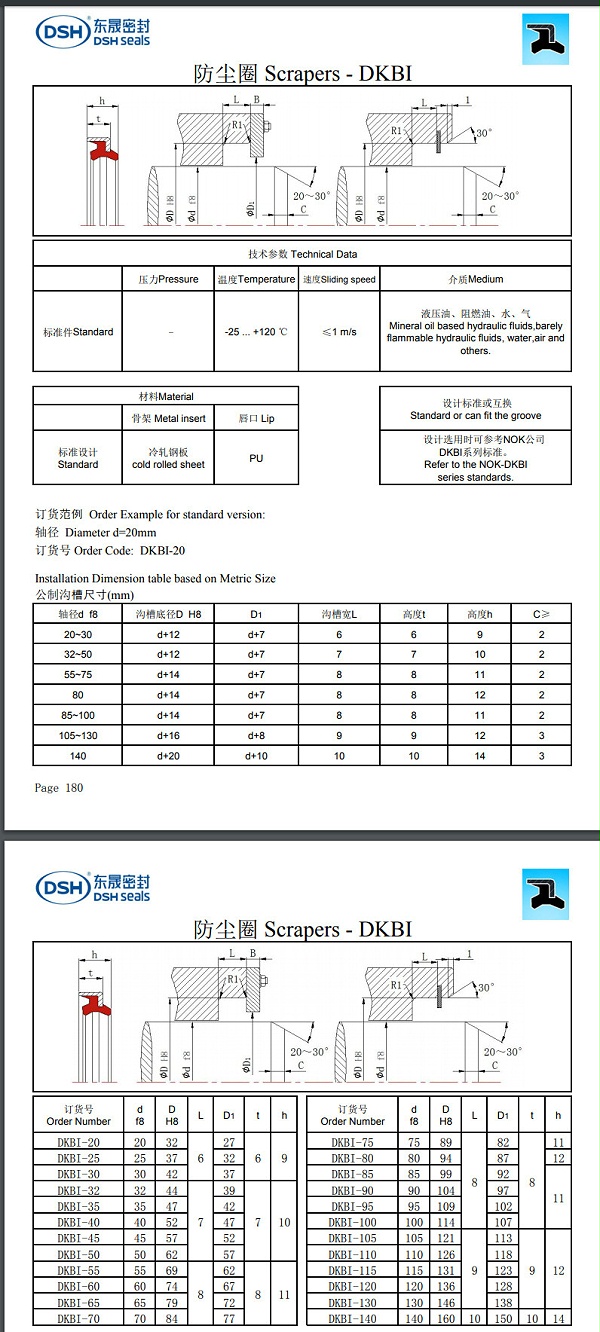 防尘圈DKBI规格尺寸表